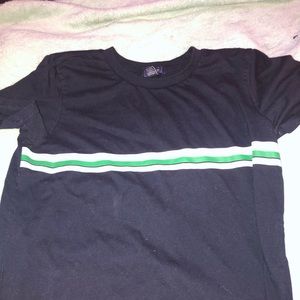 Navy Blue Shirt White And Green Stripes